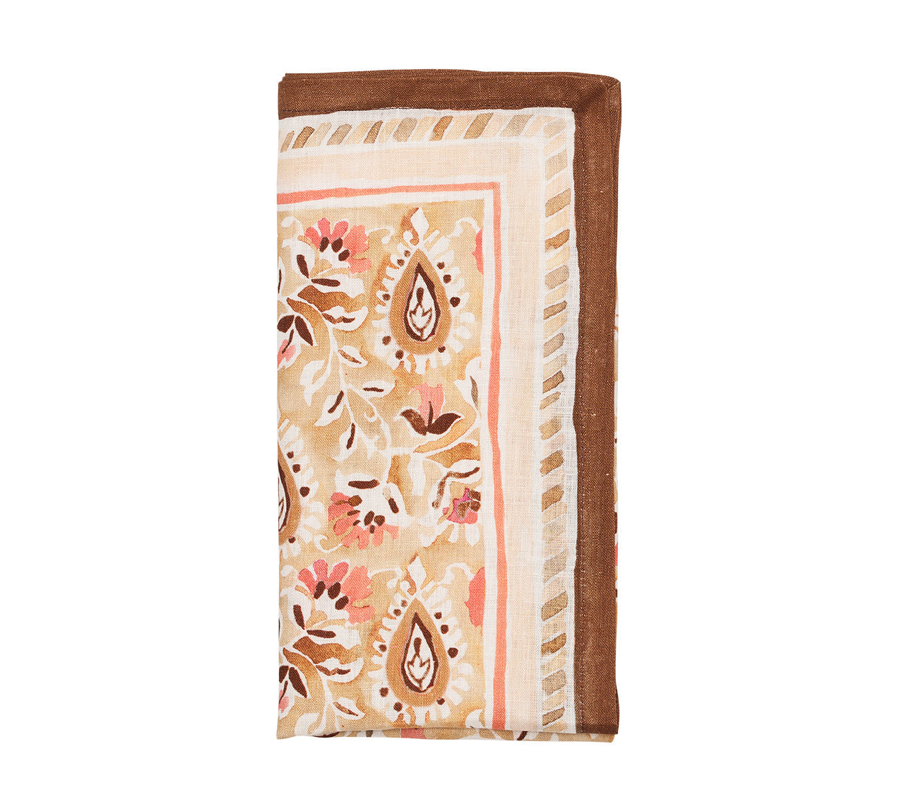 Mira Napkin in Brown & Coral by Kim Seybert