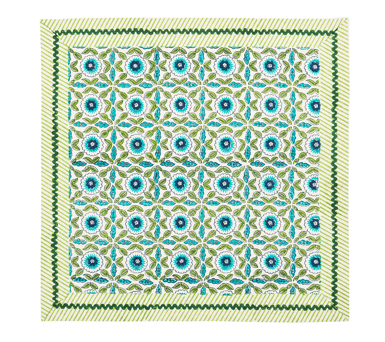 Majorelle Napkin in White, Blue & Green by Kim Seybert