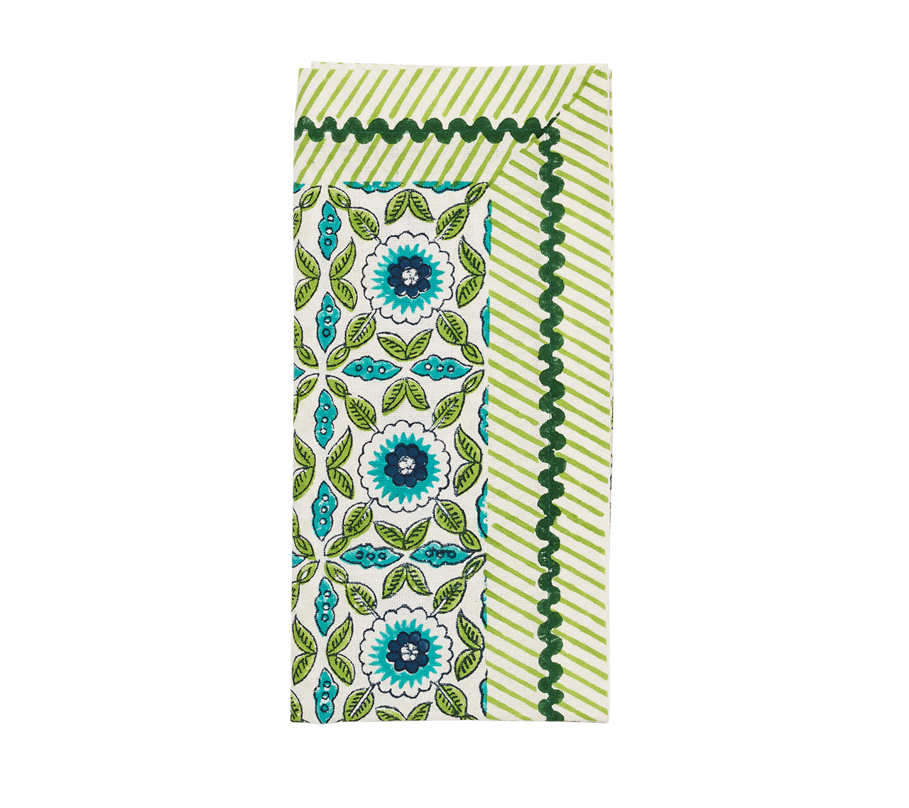Majorelle Napkin in White, Blue & Green by Kim Seybert