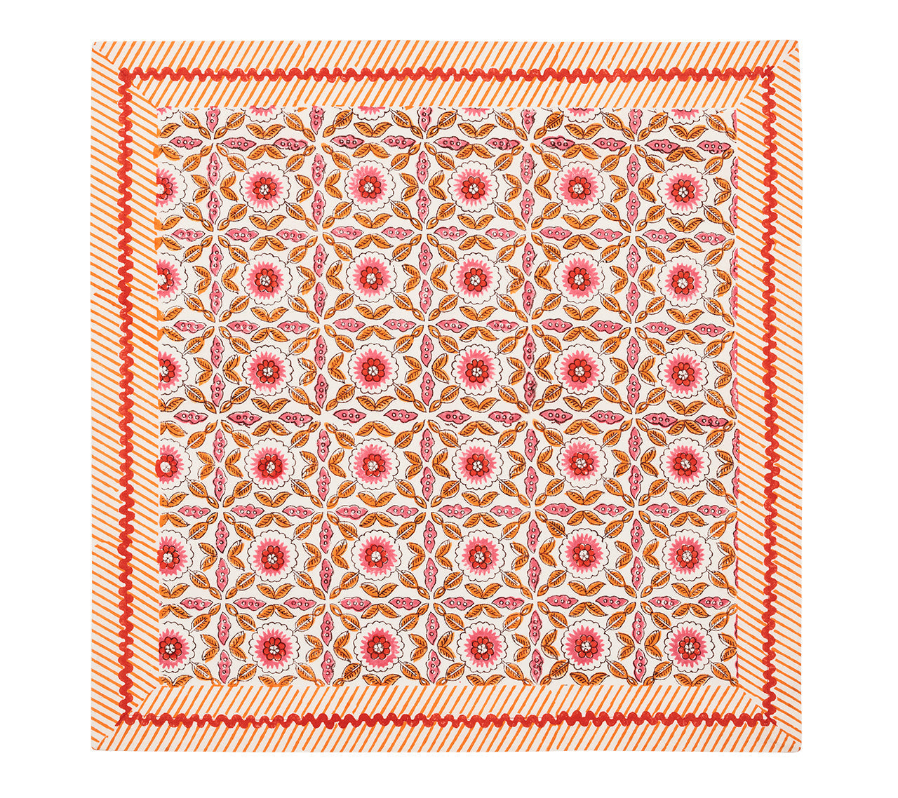 Majorelle Napkin in White, Pink & Orange by Kim Seybert