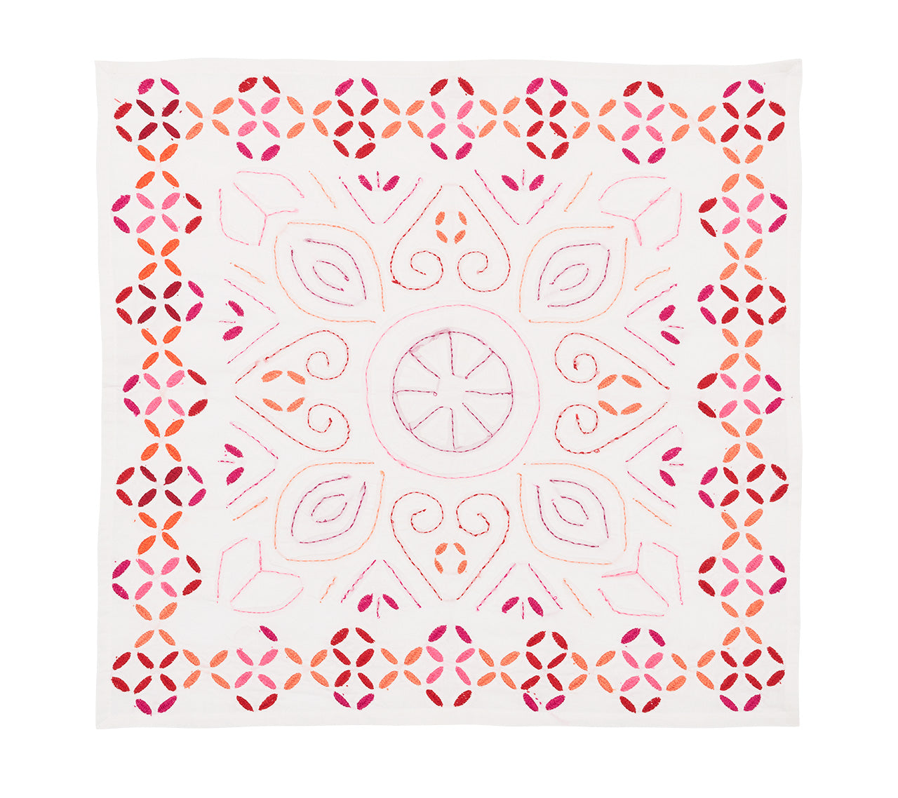 Malta Napkin in White, Pink & Orange by Kim Seybert