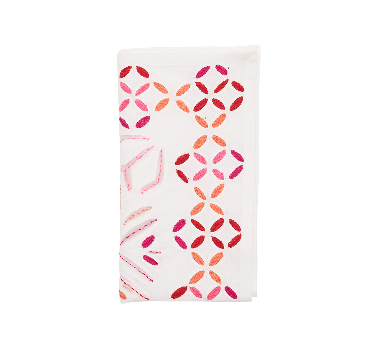 Malta Napkin in White, Pink & Orange by Kim Seybert