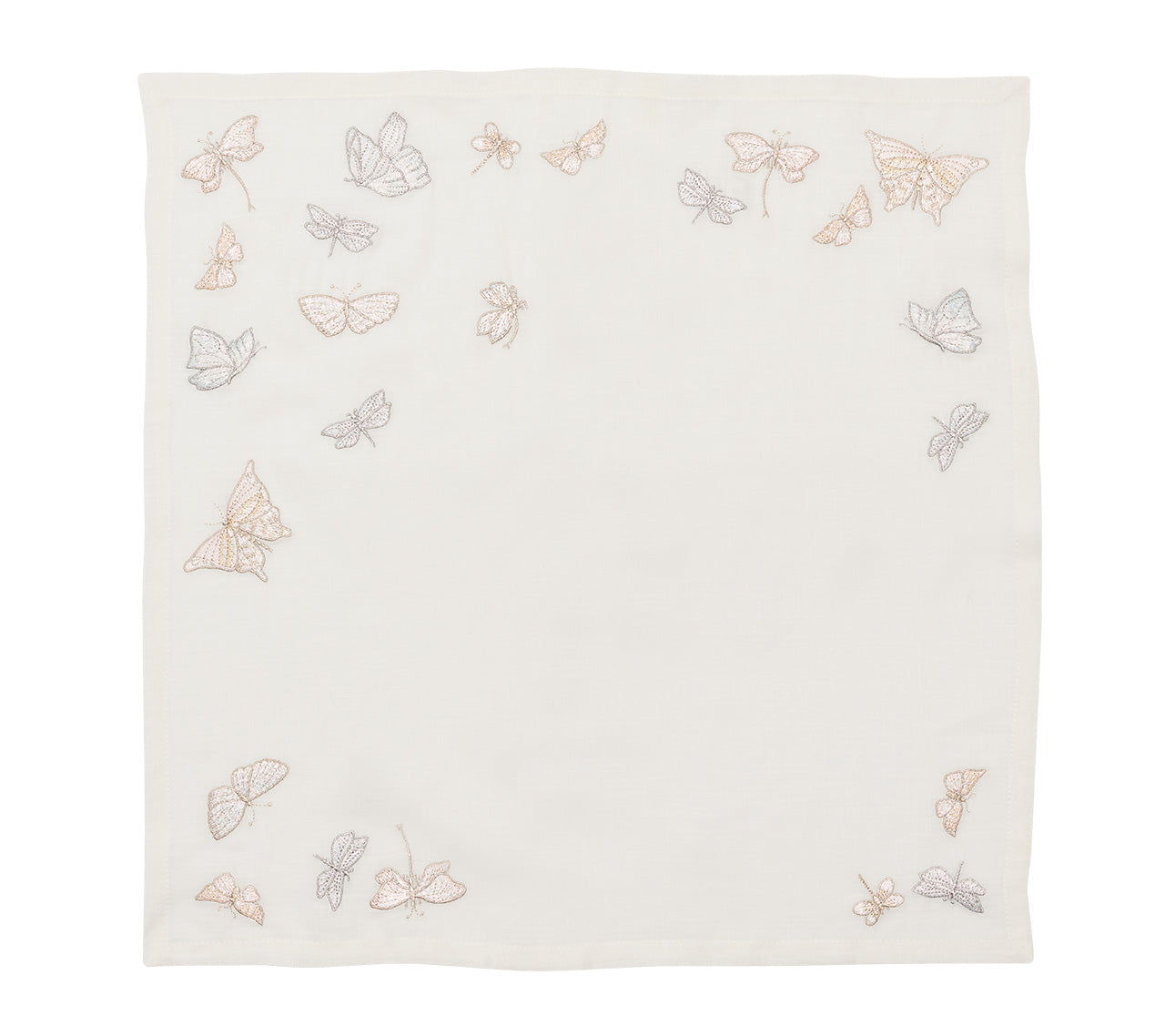 Monarch Garden Napkin in White & Iridescent by Kim Seybert