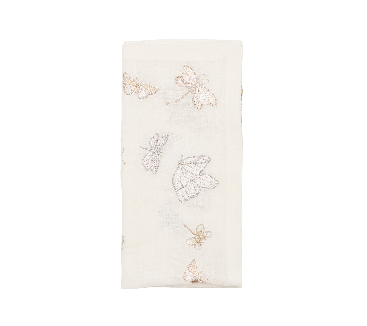 Monarch Garden Napkin in White & Iridescent by Kim Seybert