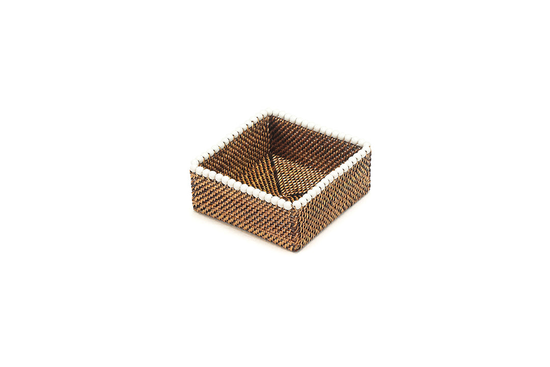 Cocktail Napkin Holder With White Wood Beads by Calaisio