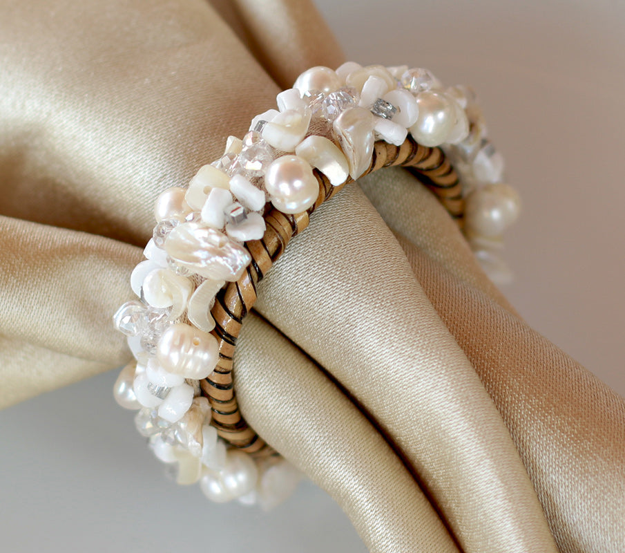 Crystal White Jeweled Napkin Ring by Calaisio