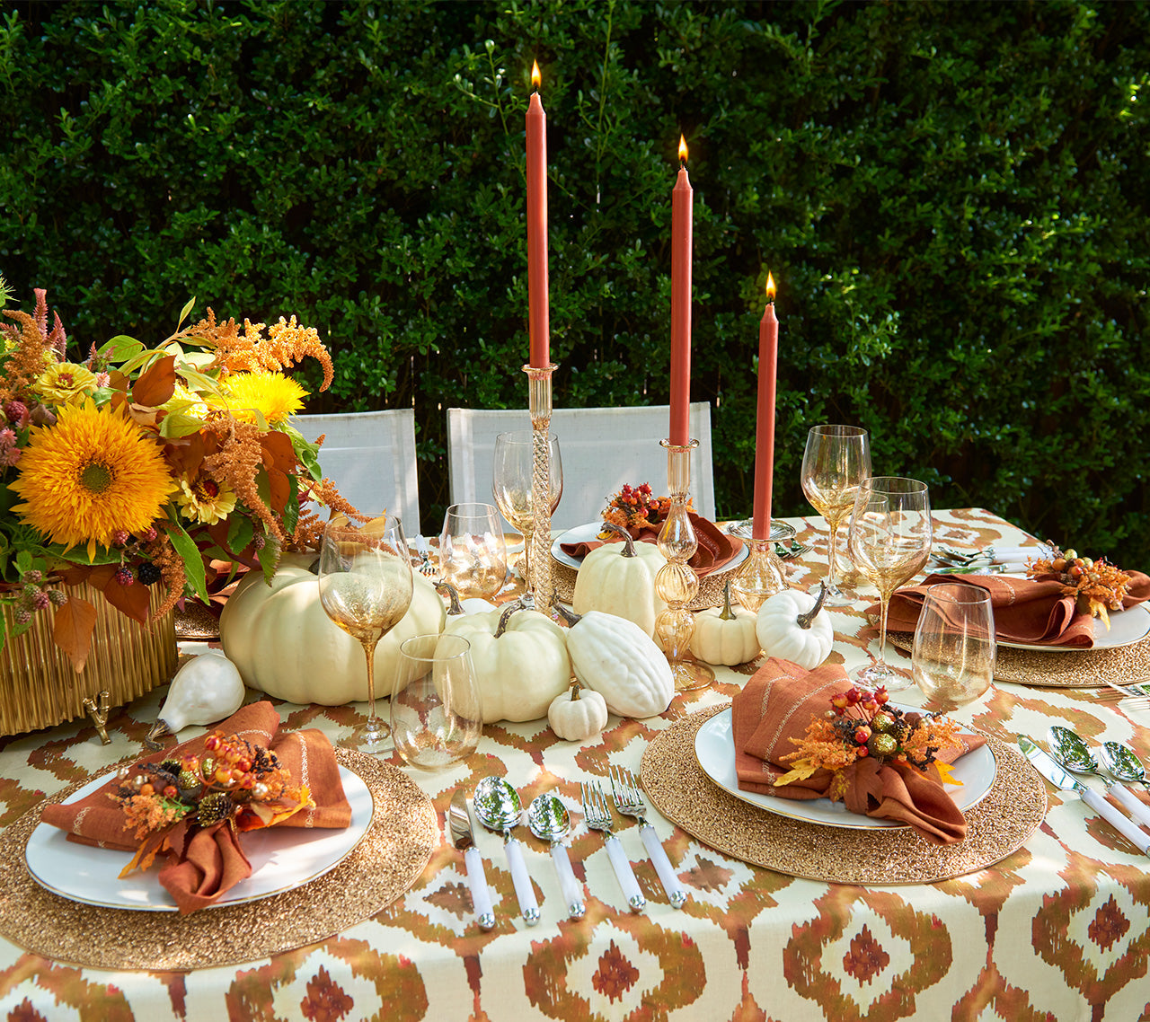 Watercolor Ikat Tablecloth in Rust by Kim Seybert