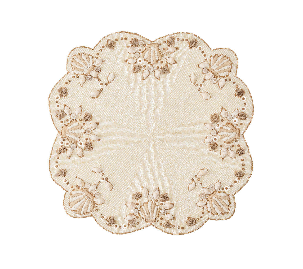 Beachcomber Placemat in Natural, Ivory & Gold by Kim Seybert