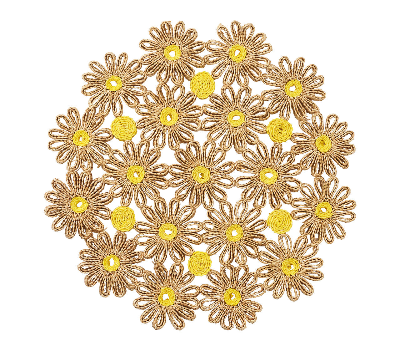 Daisy Placemat in Natural & Yellow by Kim Seybert