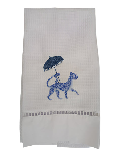 Leopard & Umbrella Guest Towels Waffle Weave by Jacaranda Living