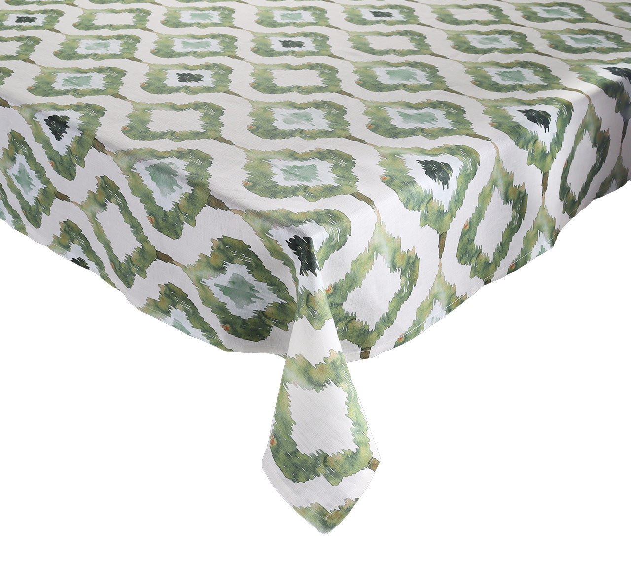 Watercolor Ikat Tablecloth in Olive by Kim Seybert