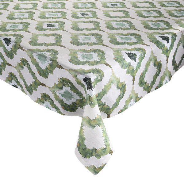 Watercolor Ikat Tablecloth in Olive