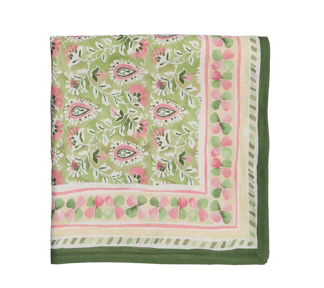 Mira Tablecloth in Green & Pink by Kim Seybert