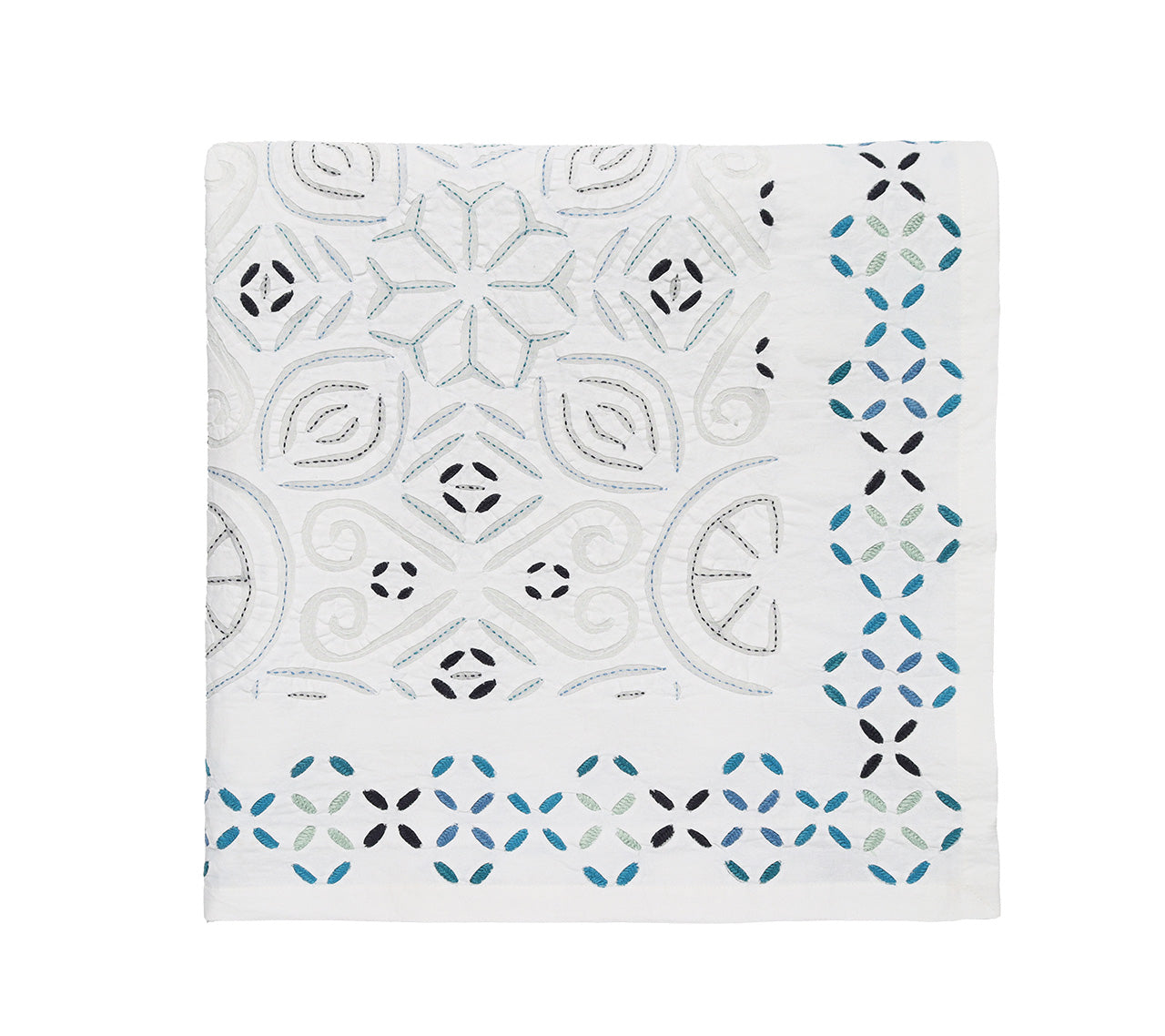 Malta Tablecloth in White & Blue by Kim Seybert