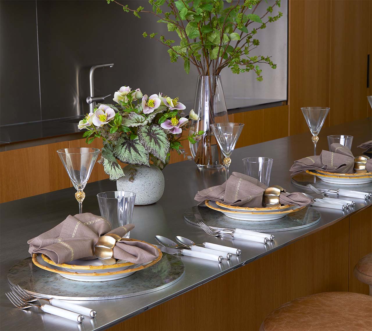 Chalet Placemat in Natural & Silver by Kim Seybert