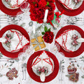 Arches Napkin in White, Red & Gold by Kim Seybert