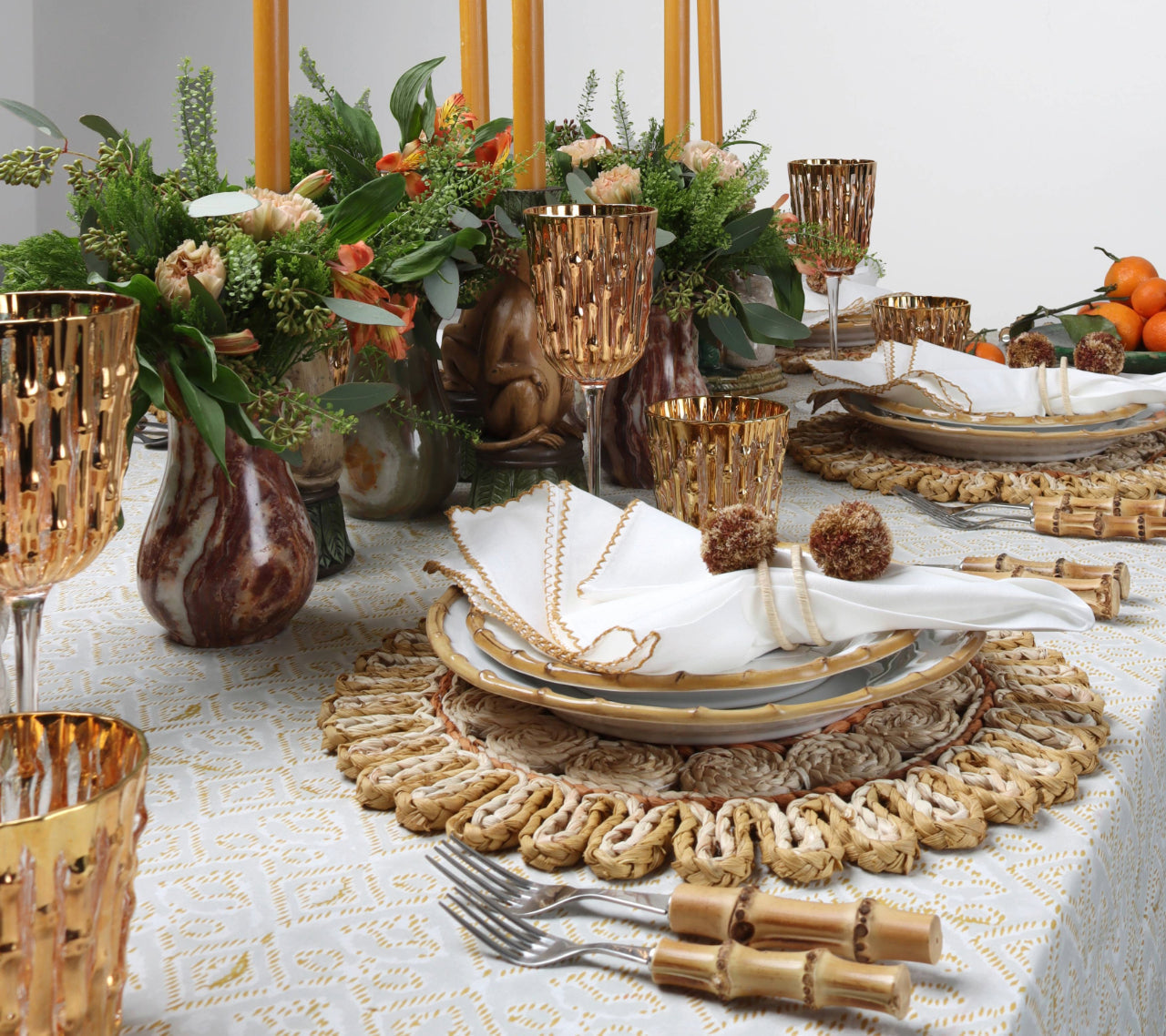 Alfresco Tablecloth in Natural & Gray by Kim Seybert