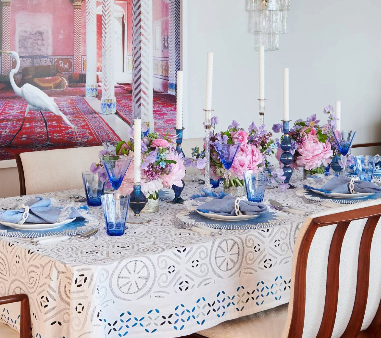 Dream Weaver Placemat in Blue & White by Kim Seybert