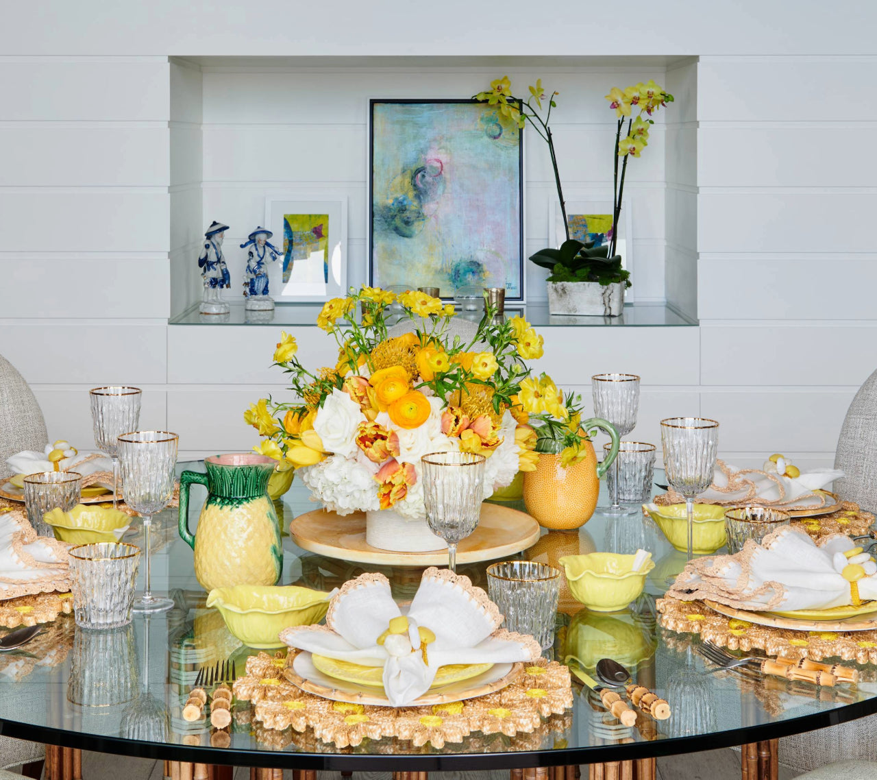 Daisy Placemat in Natural & Yellow by Kim Seybert