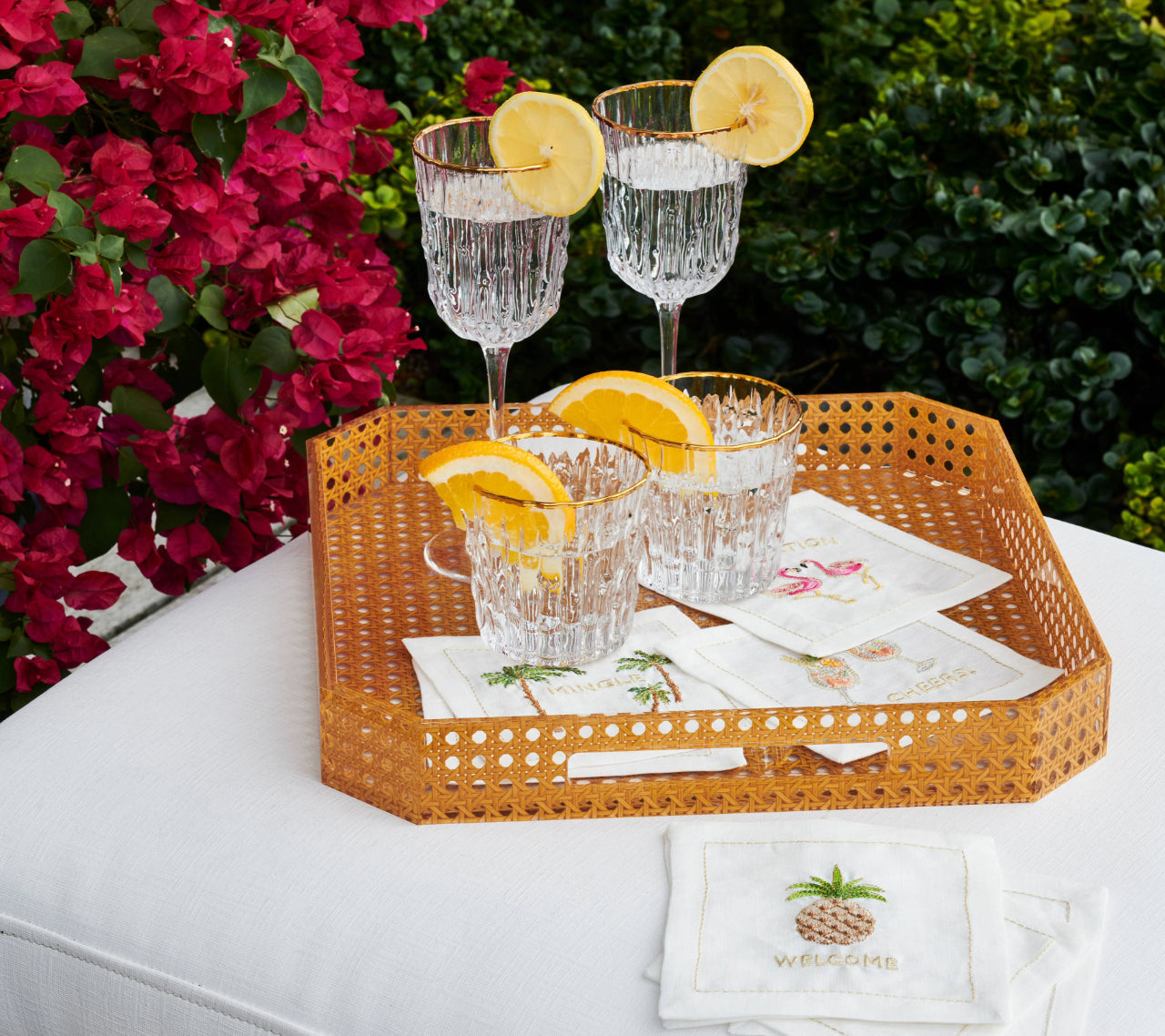 Mingle Cocktail Napkin in White & Multi by Kim Seybert