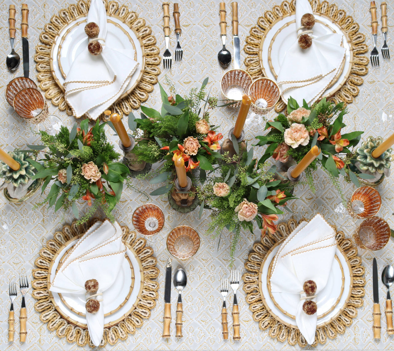 Casbah Napkin in White & Natural by Kim Seybert