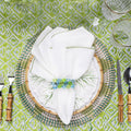 Casbah Napkin in White & Green by Kim Seybert
