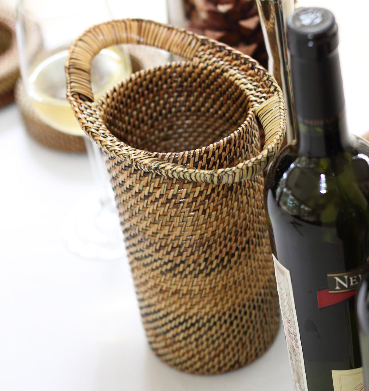 Wine Holder with Wrapped Handles by Calaisio
