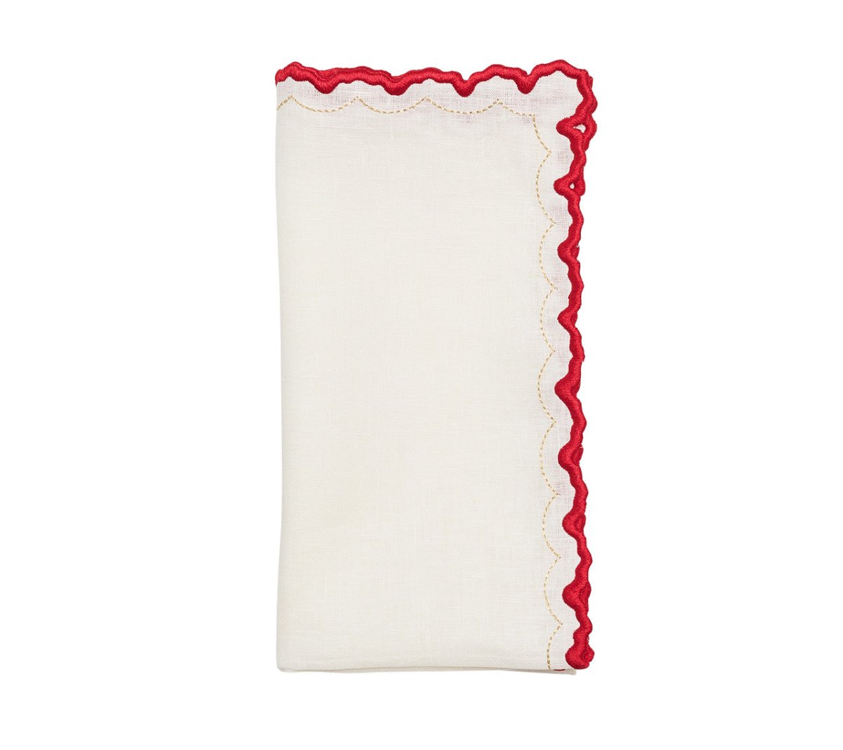Arches Napkin in White, Red & Gold by Kim Seybert