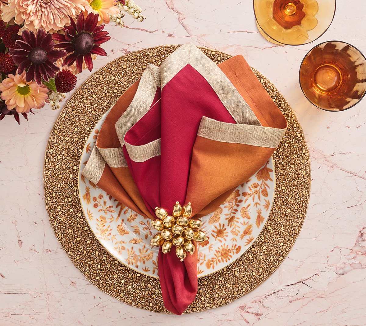 Autumn Rush Placemat in Brown & Orange by Kim Seybert