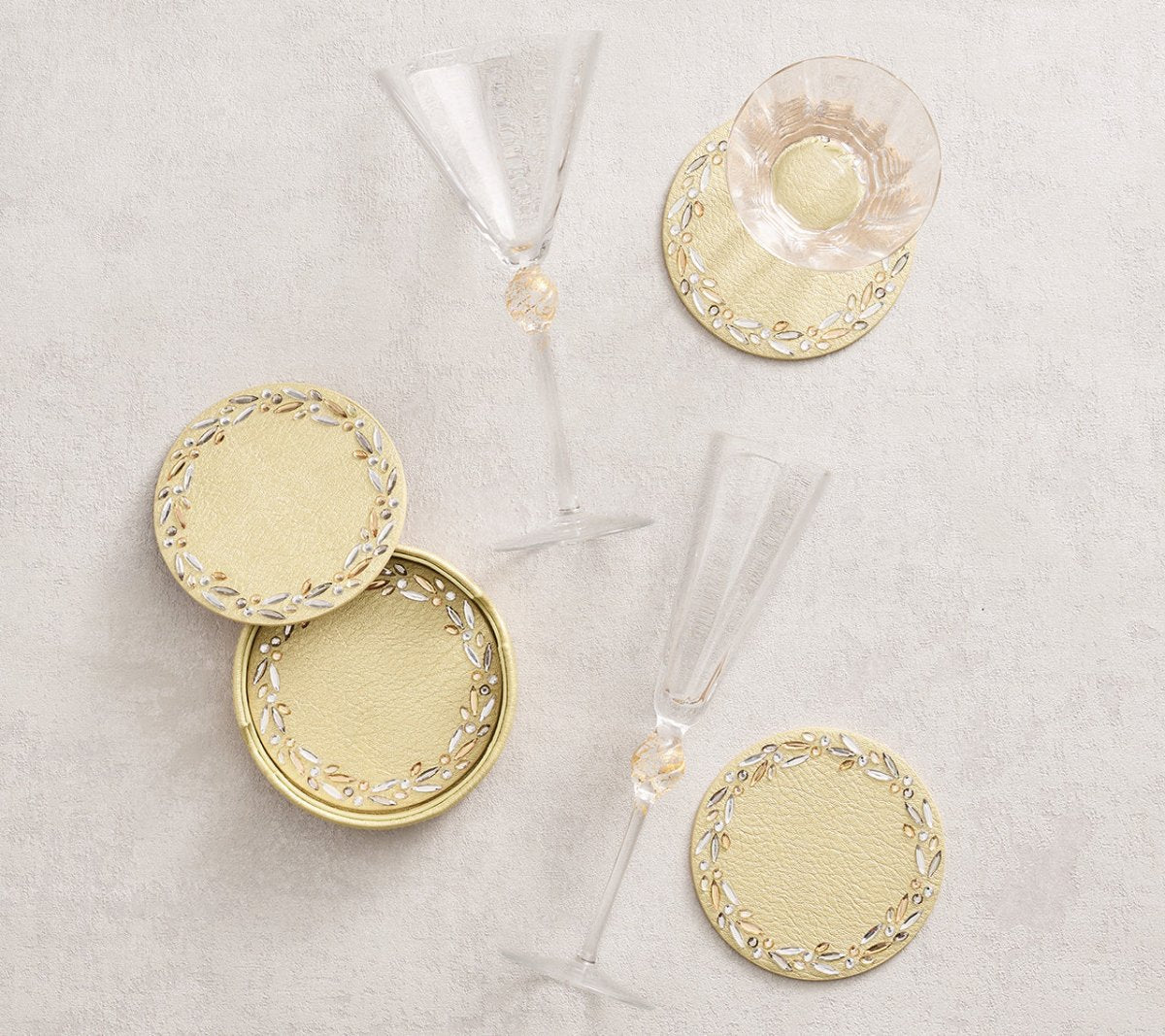Bejeweled Coaster in Gold & Crystal by Kim Seybert
