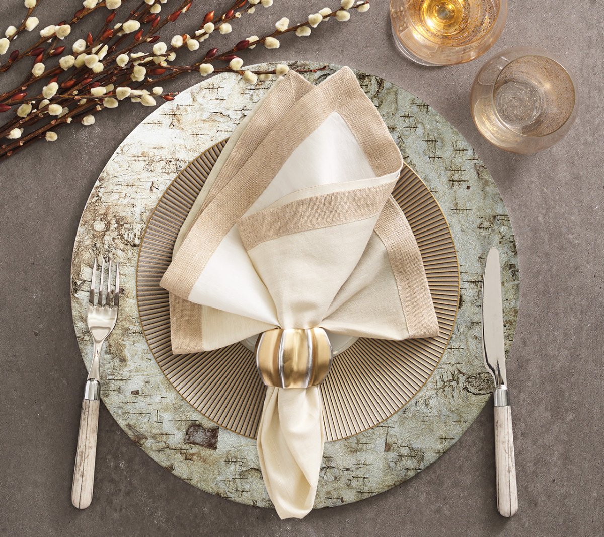 Chalet Placemat in Natural & Silver by Kim Seybert