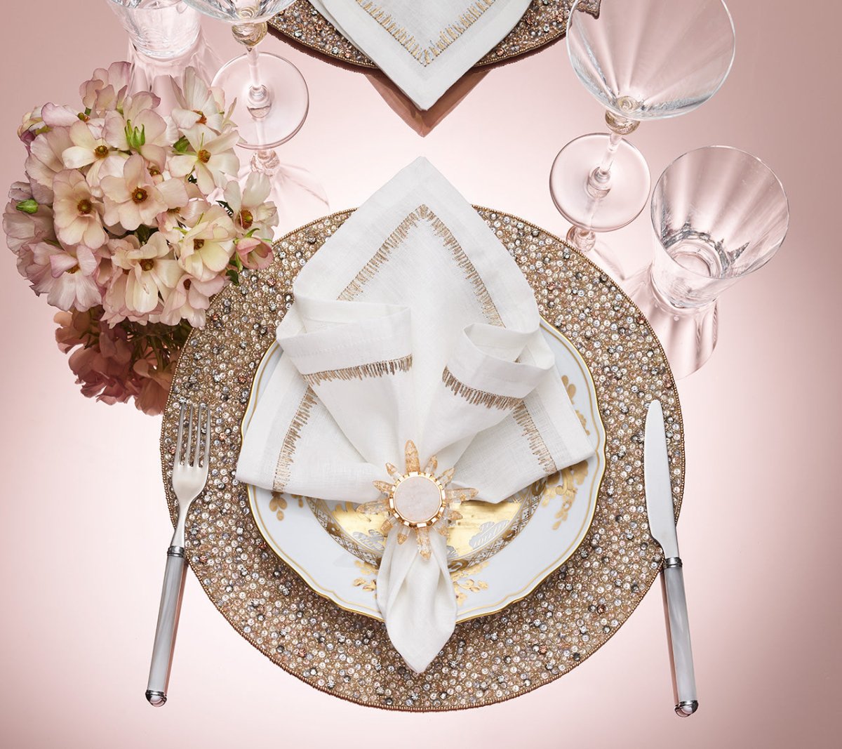 Coronet Napkin Ring in Gold & Crystal by Kim Seybert