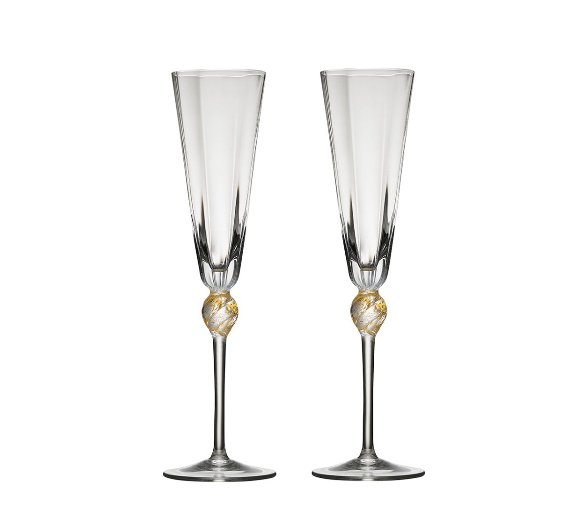 Daphne Flute in Clear & Gold 2-Set by Kim Seybert
