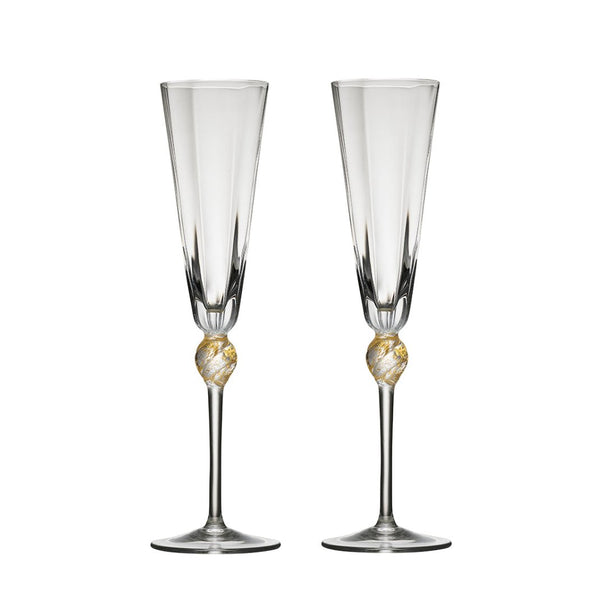 Daphne Flute in Clear & Gold 2-Set