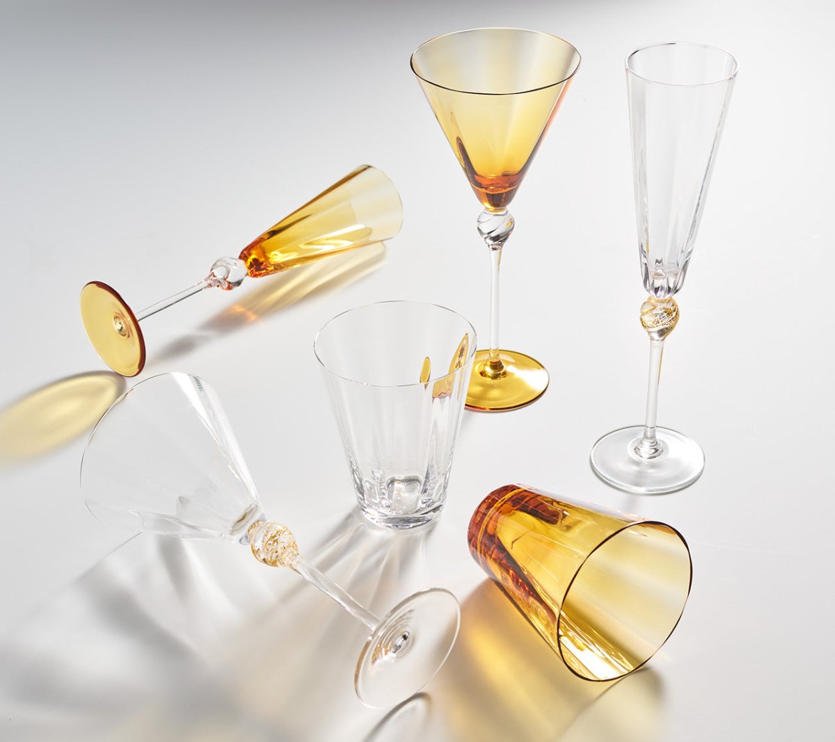 Daphne Flute in Clear & Gold 4-Set by Kim Seybert