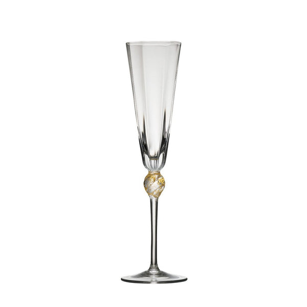 Daphne Flute in Clear & Gold 4-Set