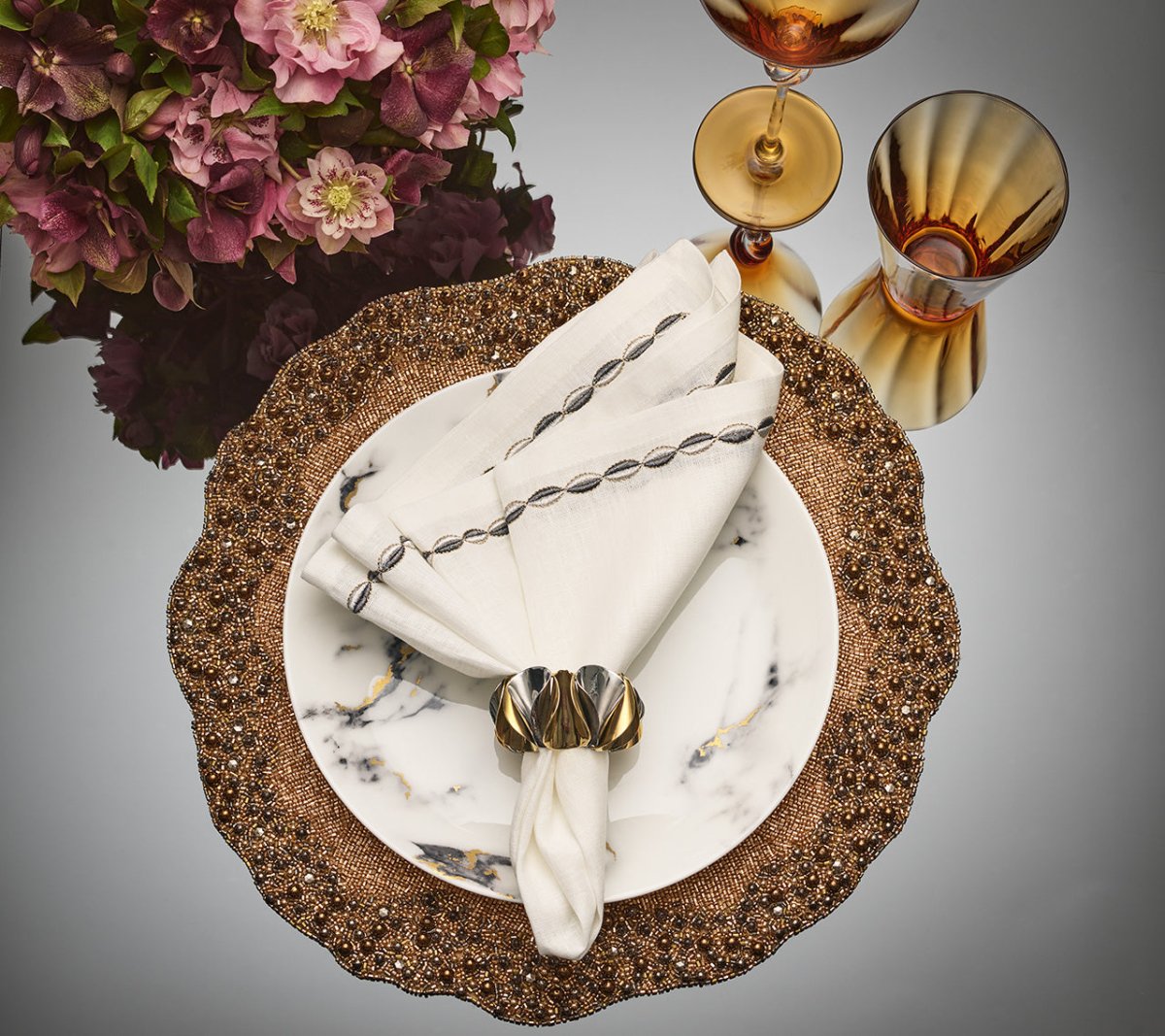 Enigma Napkin Ring in Gold & Silver by Kim Seybert