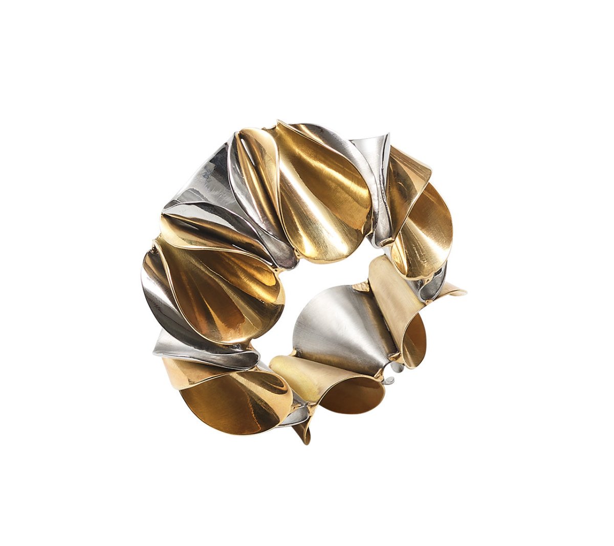 Enigma Napkin Ring in Gold & Silver by Kim Seybert