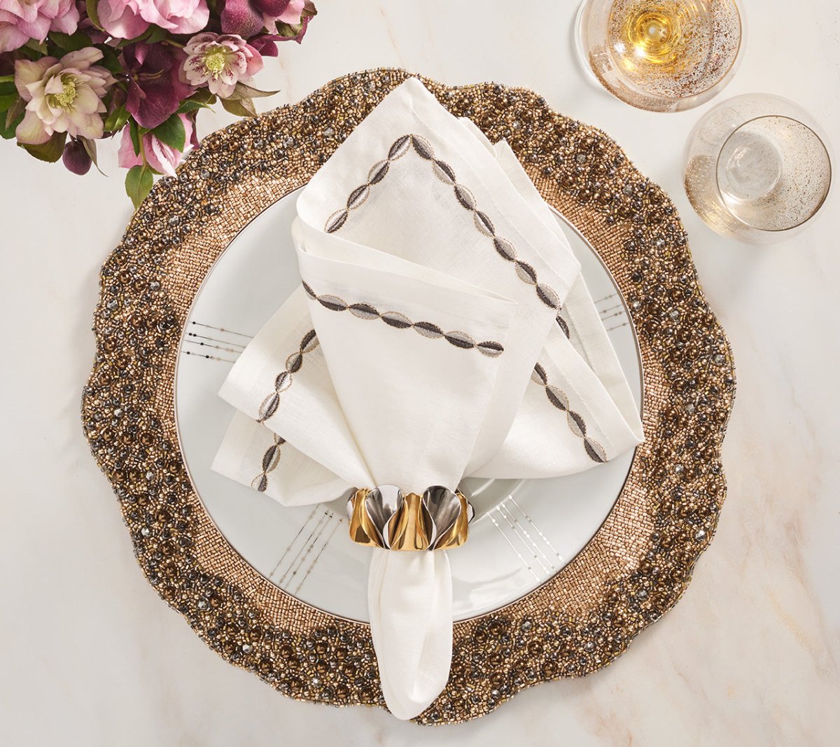 Enigma Napkin Ring in Gold & Silver by Kim Seybert