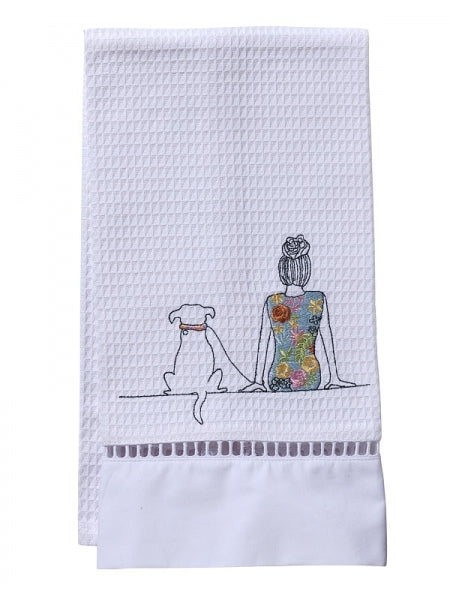 Dog & Girl Guest Towel by Jacaranda Living