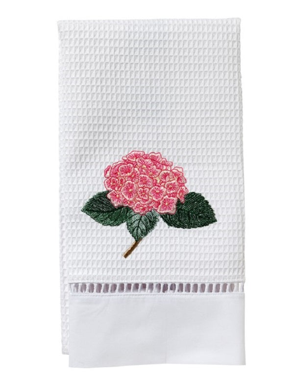 Pink Hydrangea Too Guest Towels Waffle Weave by Jacaranda Living