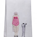 Bathing Lady & Dog Guest Towel by Jacaranda Living