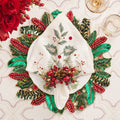 Holly and Sprig Placemat in Green, Red & Gold by Kim Seybert