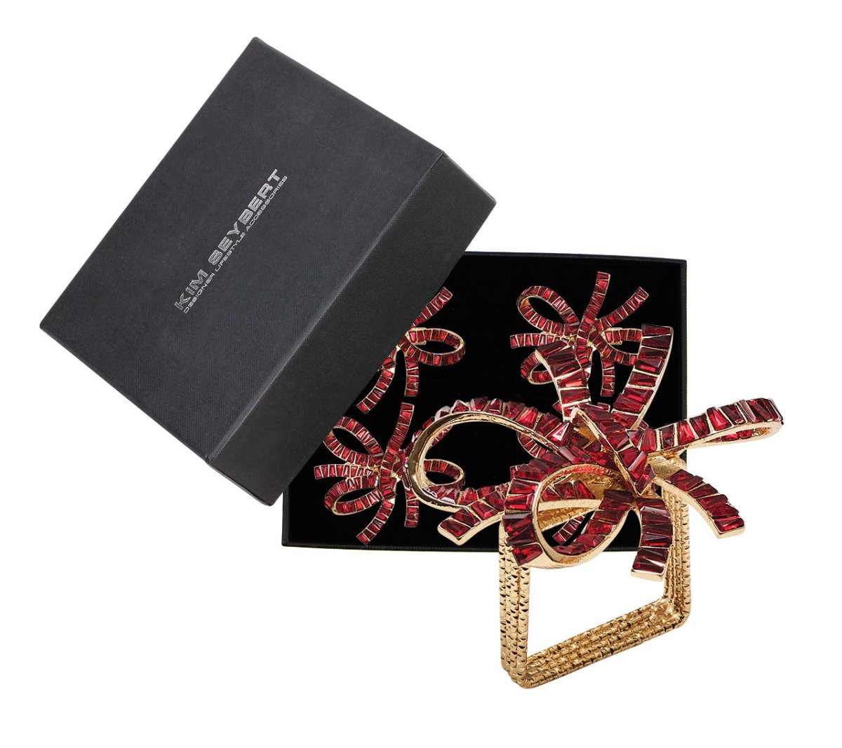 Jeweled Bow Napkin Ring in Red by Kim Seybert