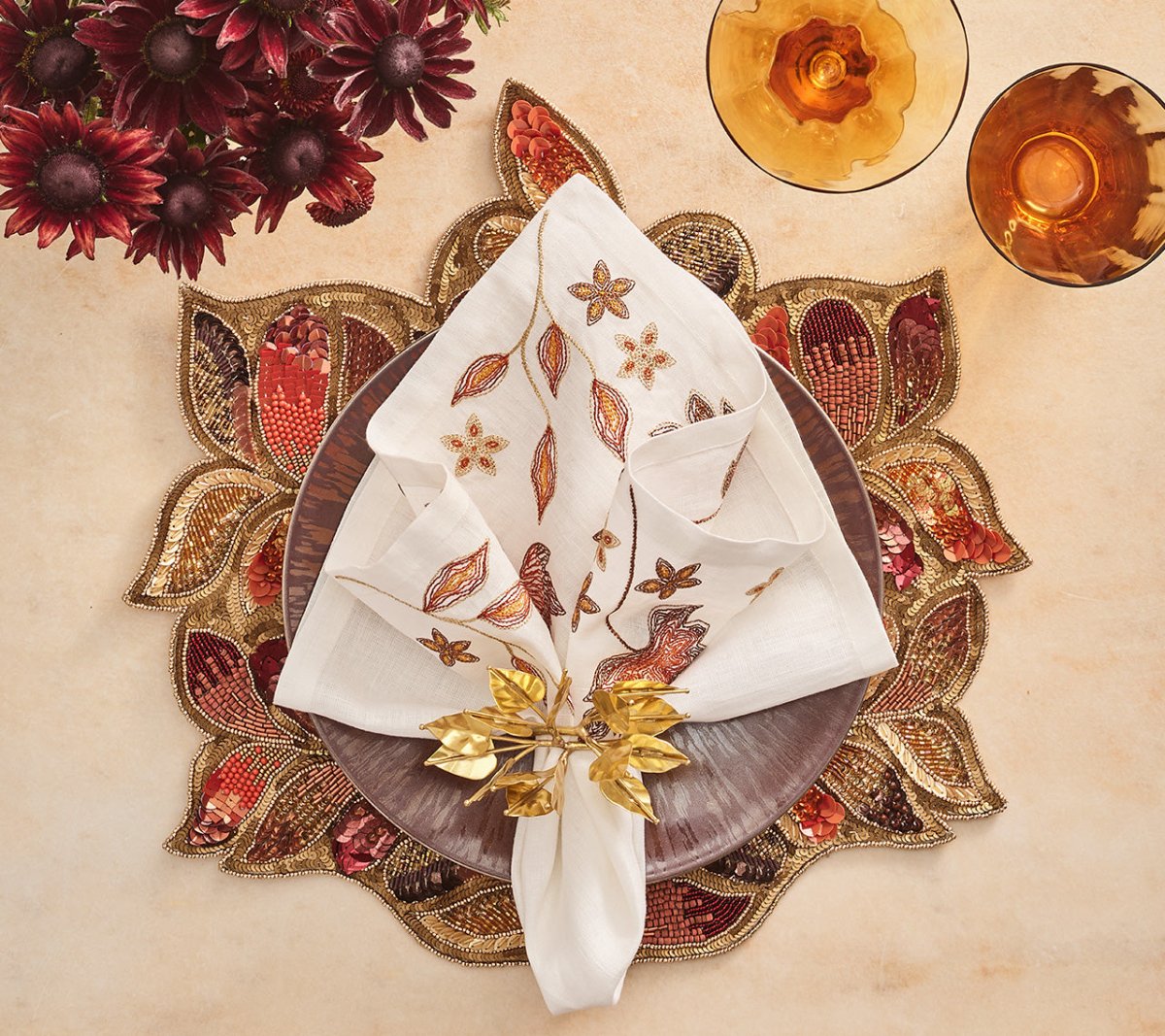 Maple Hues Napkin in White & Multi by Kim Seybert