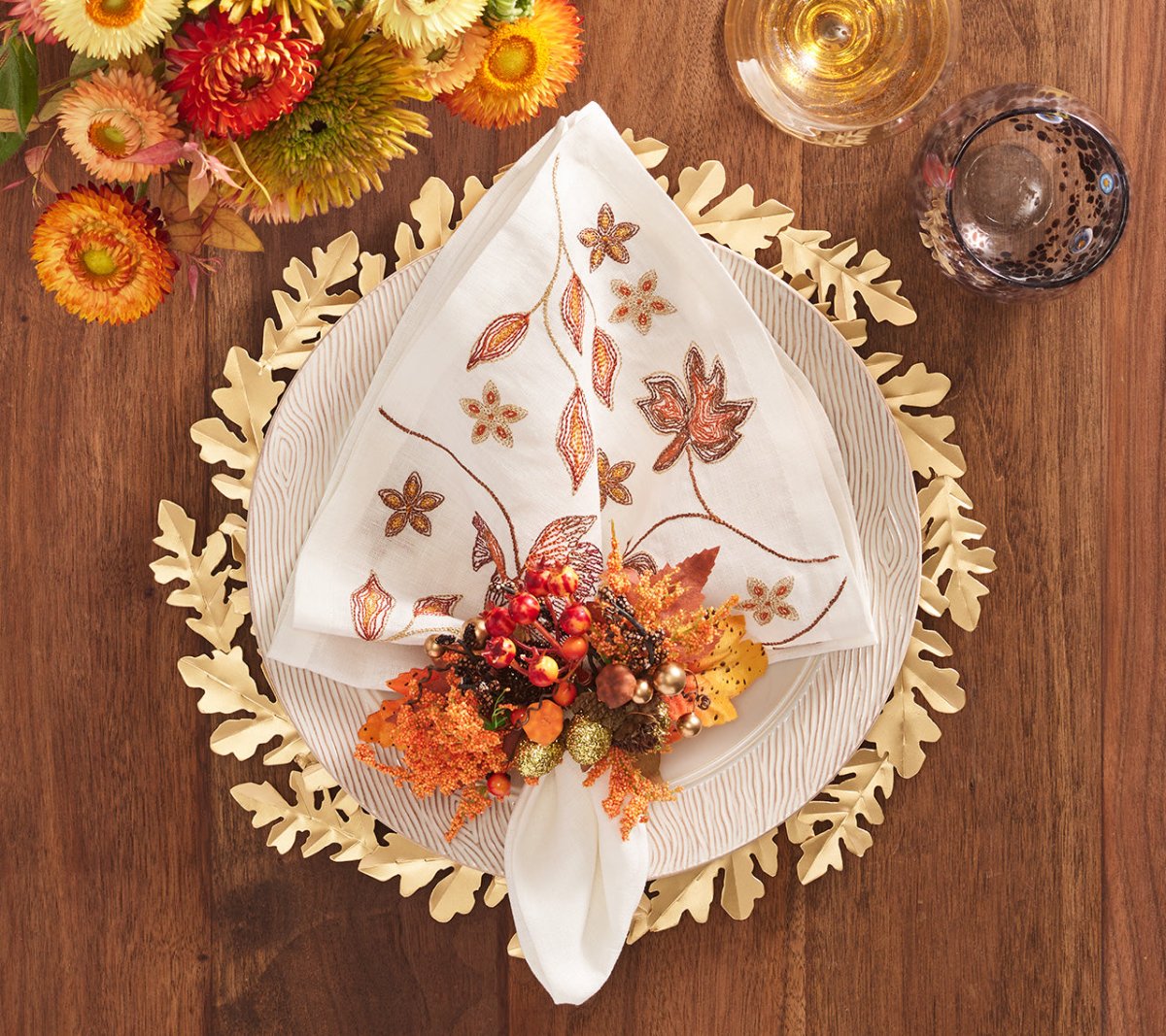 Maple Hues Napkin in White & Multi by Kim Seybert