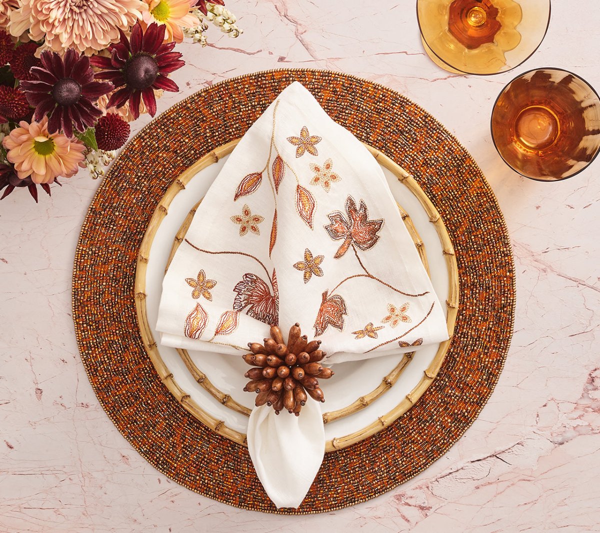 Maple Hues Napkin in White & Multi by Kim Seybert
