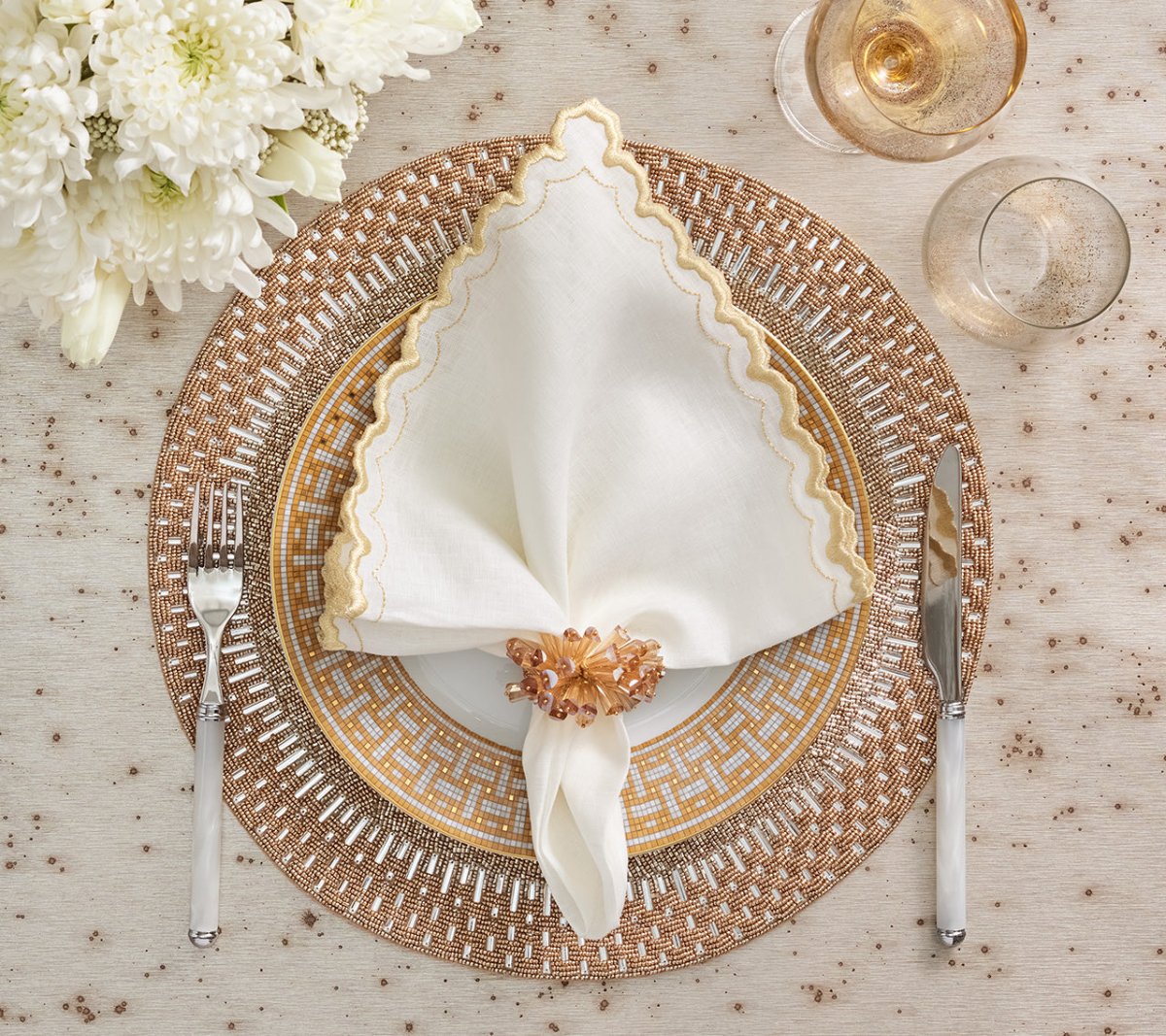Palisade Placemat in Gold & Silver by Kim Seybert
