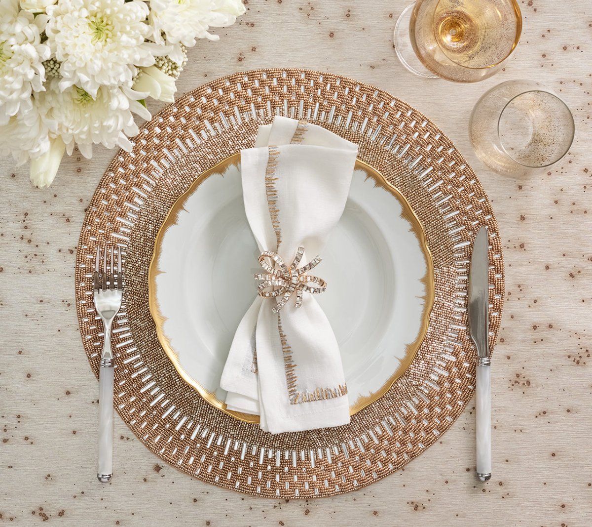 Palisade Placemat in Gold & Silver by Kim Seybert