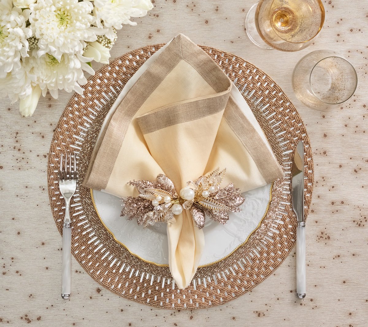 Palisade Placemat in Gold & Silver by Kim Seybert